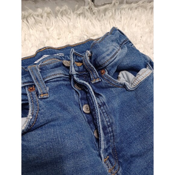 OLD NAVY Sky Hi Extra High Rise Raw Hem Button Fly Denim Shorts Sz 4 - Picture 9 of 12